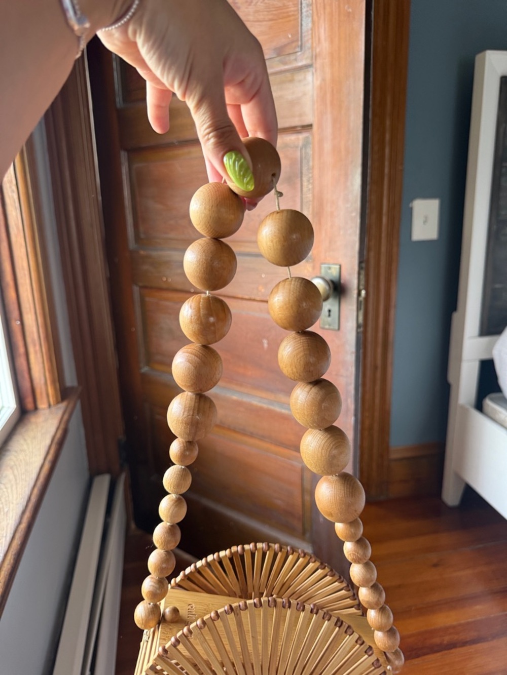 cult gaia Round Wooden Bead Shoulder Bag in Brown - Picture 11 of 14